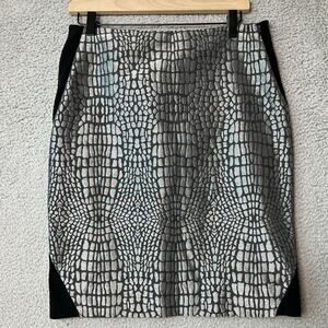 Diane Von Furstenberg Emma Skirt 8 Medium Nightfall Metallic Snake Mini Pencil